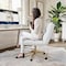 Flash Furniture Chloe Mid-Back White Padded LeatherSoft Armless Chair w/Wheels, Swivel Function, and Gold Frame CH-232174-1-WH-GLD-GG - alternate 3